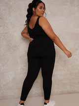 Plus Size Knitted Sleeveless Lounge Cami Top in Black
