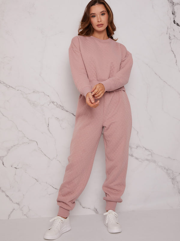 Quilted Loungewear Set in Pink