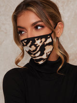 Abstract Print Face Mask in Black