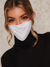 Broderie Face Mask with Breathable Fabric in White