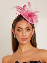 Ruched Sinamay Flower Detail Fascinator in Pink