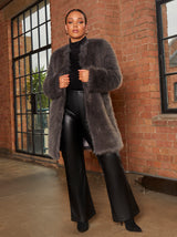 Shaggy Faux Fur Coat in Grey