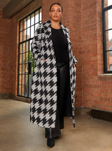Oversized Dogtooth Coat in Black and White