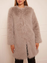 Shaggy Faux Fur Coat in Mink