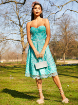 Embroidered Midi Dress with Detachable Straps in Green