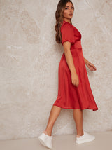 Midi Day Dress with Angel Sleeves in Orange