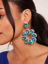Statement Rhinestone Earrings in Blue
