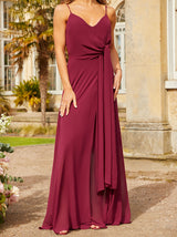 Ruched Wrap Maxi Dress in Wine