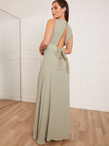 Petite Cut-Out Bow Back Maxi Dress in Sage