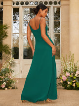 Ruched Wrap Maxi Dress in Green