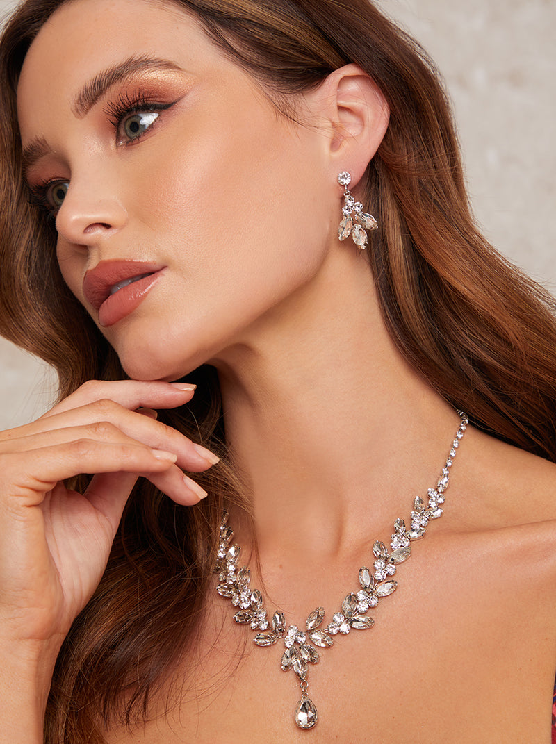 Gemstone Encrusted Jewellery Set in Silver