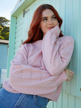 Pointelle Knitted Jumper in Blush