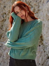 Pointelle Knitted Jumper in Green