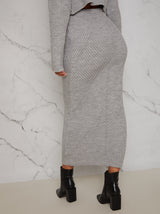 Knitted Maxi Skirt in Grey