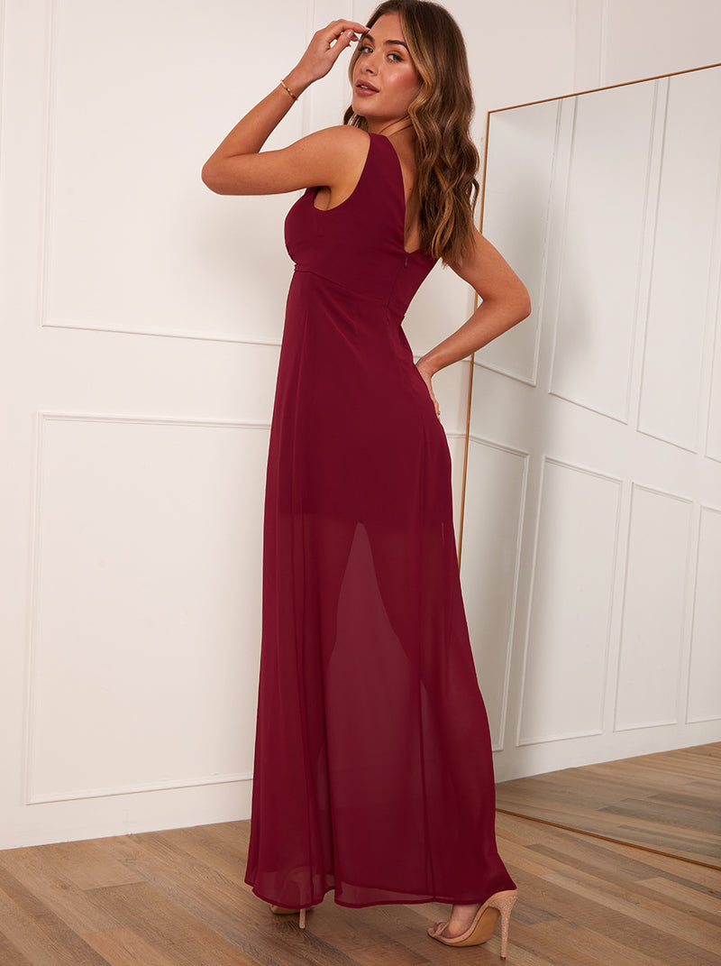 Knot Detail Maxi Dress in Wine