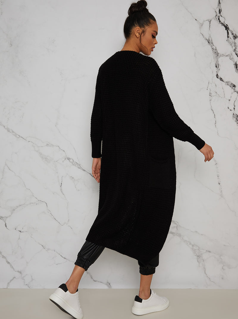 Knitted Maxi Cardigan in Black