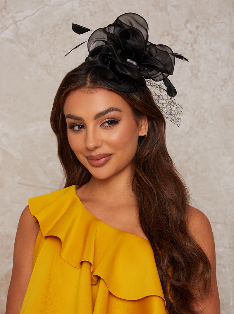 Feather Detail Fascinator in Black