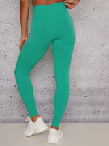 Sports Leggings with Body Contouring Design in Green