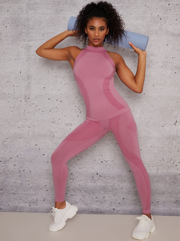 High Rise Contour Gym Leggings in Pink