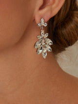 Gemstone Floral Cluster Earrings in Silver