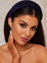Oversized Padded Ribbed Hairband in Blue