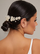 Floral Faux Pearl Bridal Headpiece in Ivory