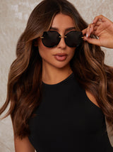 Oversized Rounded Cat Eye Sunglasses in Black
