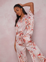 Floral Print Pyjama Set in Pink