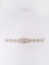 Bridal Diamante Belt with White Ribbon Finish