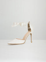 Tie Up Court Heels with Bow Ribbon in White