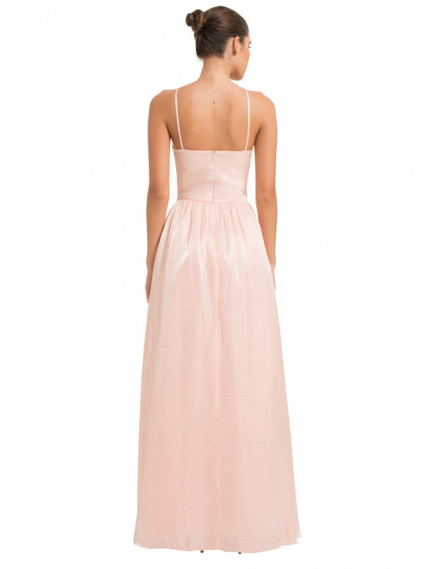 Halterneck Sheen Maxi Dress in Pink