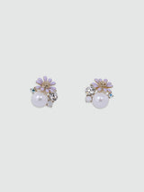 Daisy Pearl Stud Earrings in White
