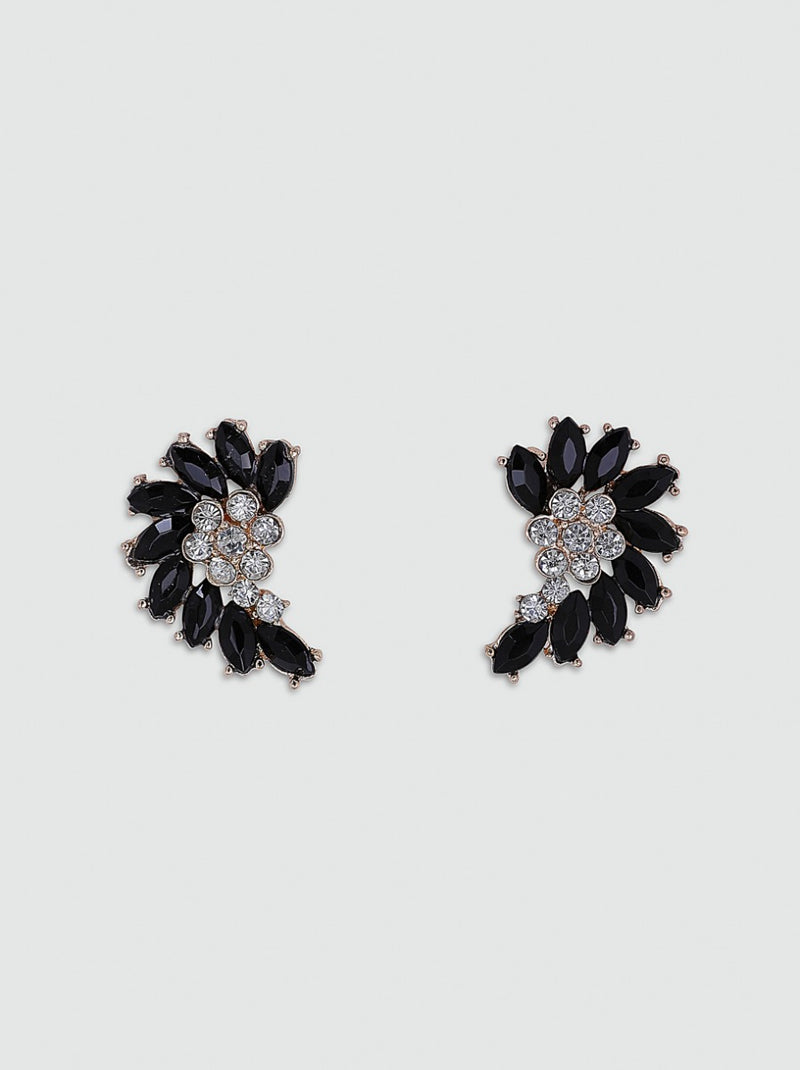 Diamante Contrast Earrings in Black