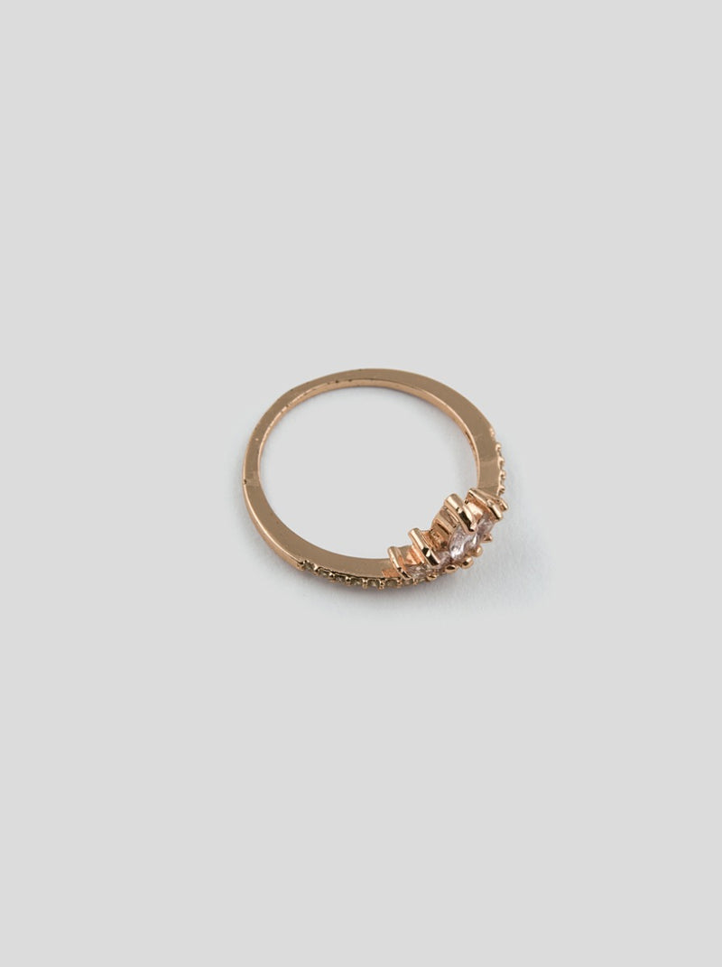 Diamante Crown Ring in Rose Gold Tone