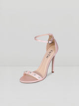 Flower Detail High Heel Strappy Sandal in Pink
