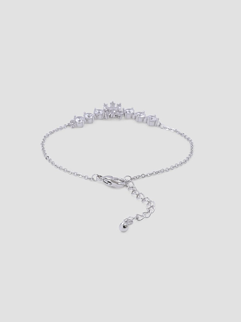Diamante Detail Chain Bracelet in Silver Tone