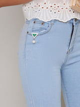 Washed Slim Fit Crop Jeans in Blue
