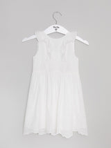 Girls Frill Detail Broderie Dress in White