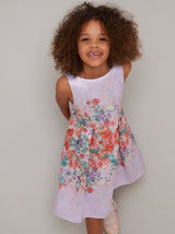 Girls Floral Print Party Dress in Lilac