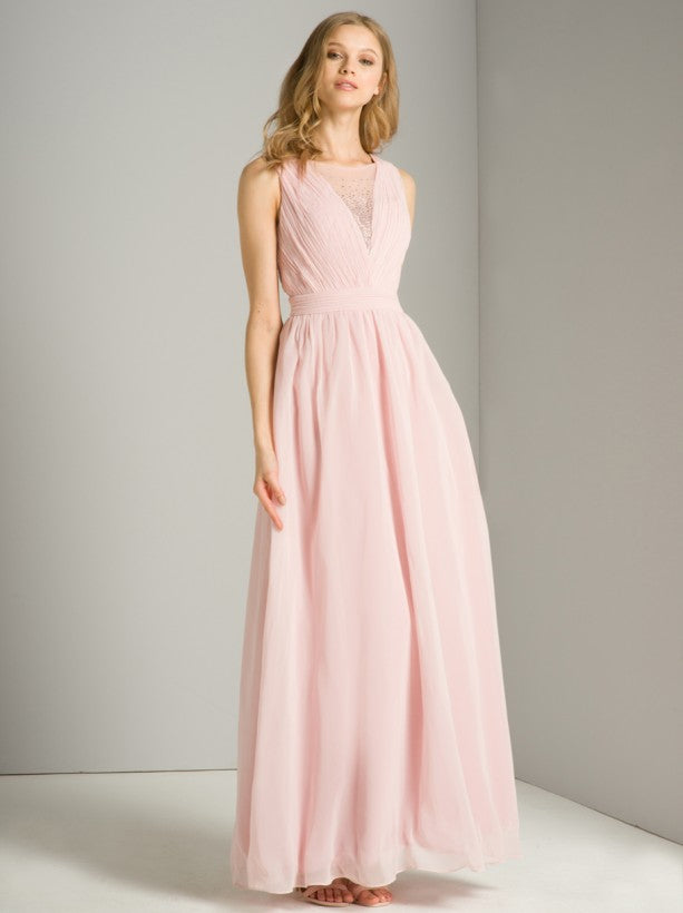 Ruched Detail Maxi Dress in Pink