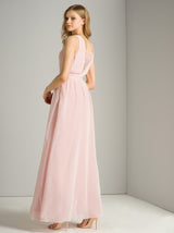 Ruched Detail Maxi Dress in Pink
