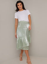 Tiered Midi Skirt in Green