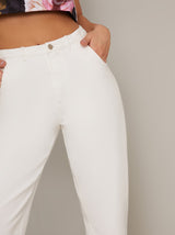 Straight Leg Ankle Rise Jeans in White