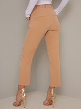 Tapered Leg Crop Trousers in Beige