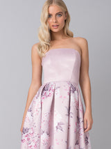 Bardot Floral Print Dip Hem Dress in Purple